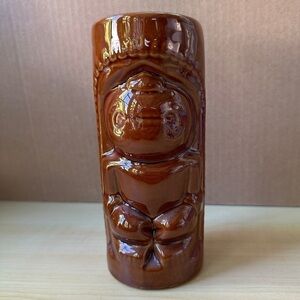 Vintage brown ceramic TIKI mug DW114 Hawaiian tropical